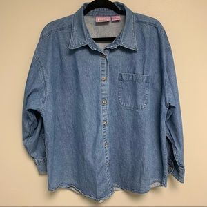 Vintage 1990s Women’s Denim Jean Button Down Shirt